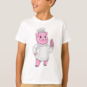 T-shirt Cochon cuisinier avec casquette de chef
