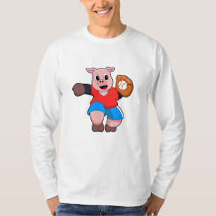 T-shirt Cochon de baseball avec gant de baseball