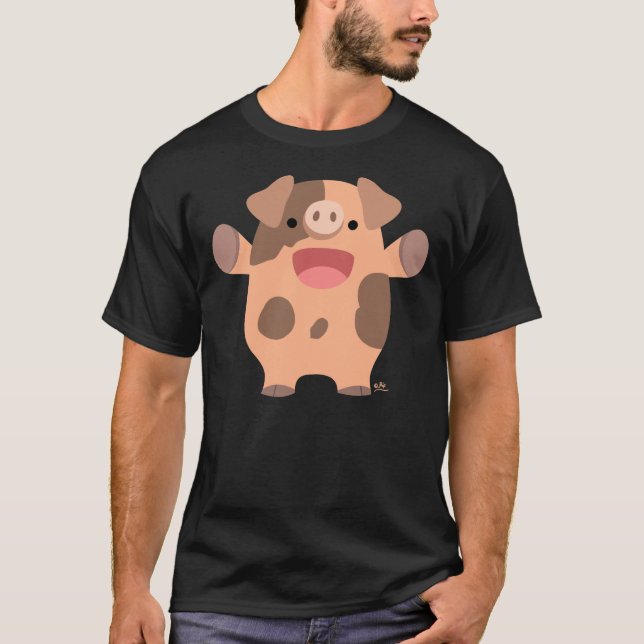 T-shirt Cochon de Cartoon convivial (Devant)