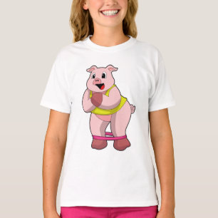 T-shirt Cochon de fitness avec bande de caoutchouc