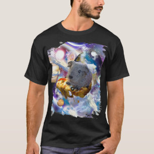 T-shirt Cochon De Guinée Arc-En-Ciel Sur Pizza Dans L'Espa