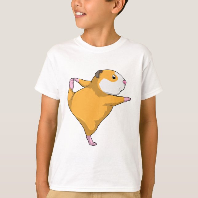 T-shirt Cochon de Guinée au Yoga Exercice d'étirement (Devant)