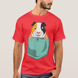 T-shirt Cochon de Guinée drôle dans la poche pour femmes h