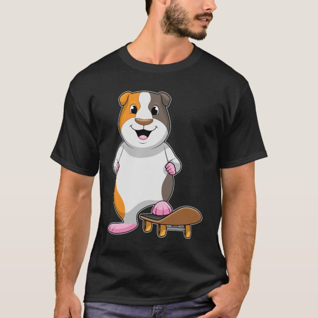 T-shirt Cochon de Guinée en patinage avec skateboard (Devant)
