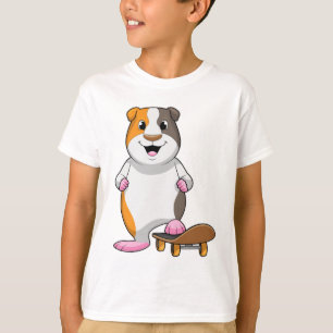 T-shirt Cochon de Guinée en patinage avec skateboard