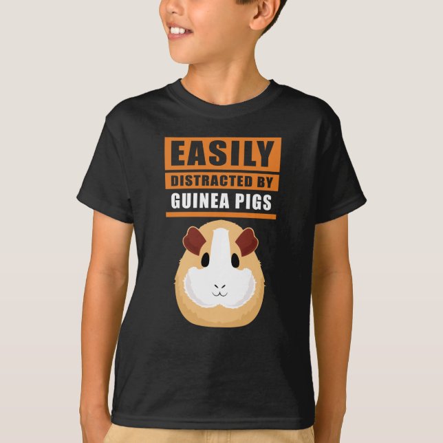 T-shirt Cochon de Guinée| Facilement Distrait Par Les Coch (Devant)