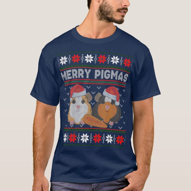 T-shirt Cochon de Guinée Noël Joyeux Pigmas laide (Devant)