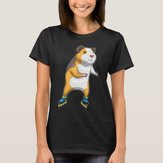 T-shirt Cochon de Guinée Patinage en ligne Patins à roulet (Devant)