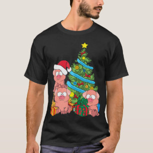 T-shirt Cochon de Noël Cochon de famille Animaux de ferme