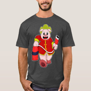T-shirt Cochon de pompier avec extincteur