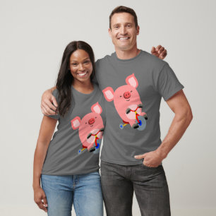 T-shirt cochon de tricycle cartonné mou