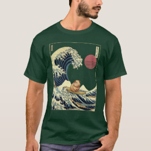 T-shirt Cochon d'Inde Kanagawa Vague de surf japonaise rét