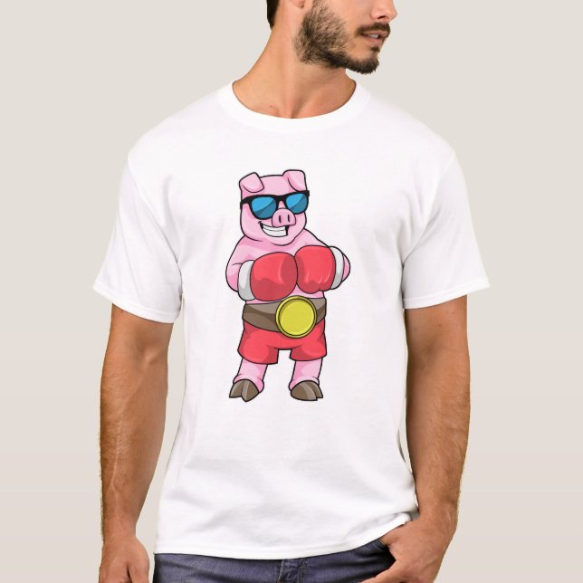 T-shirt Cochon en boîte avec gants de boxe (Devant)