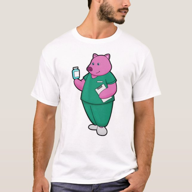 T-shirt Cochon en infirmière en médecine (Devant)