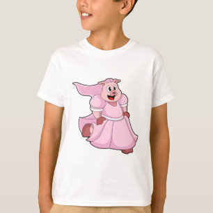 T-shirt Cochon en mariée avec robe Mariage