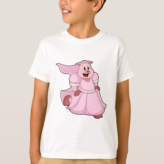 T-shirt Cochon en mariée avec robe Mariage (Devant)