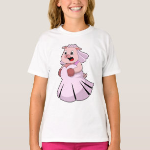 T-shirt Cochon en mariée avec robe Mariage.PNG