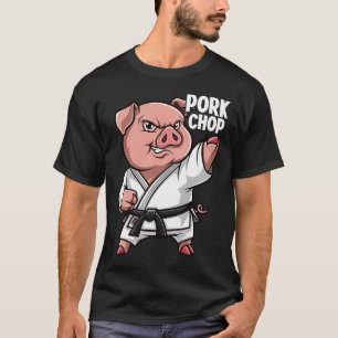 T-shirt Cochon Karaté Côtelette de Porc Drôle Cochon Porc 