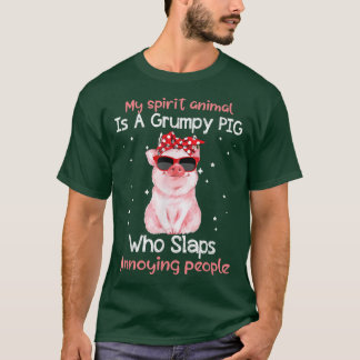 T-shirt Cochon Lover Mon Esprit Animal Est Grumpy Pig Funn