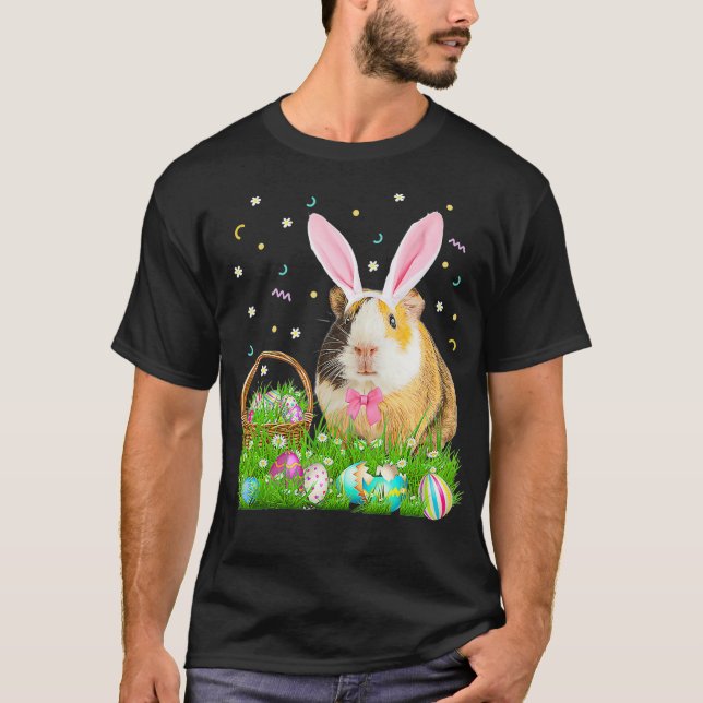 T-shirt Cochon mignonne de Guinée Jour de Pâques Oeuf lapi (Devant)