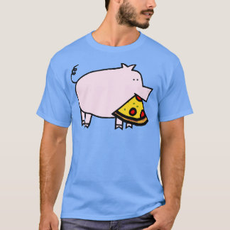 T-shirt Cochon rose mignon avec tranche de pizza Pepperoni