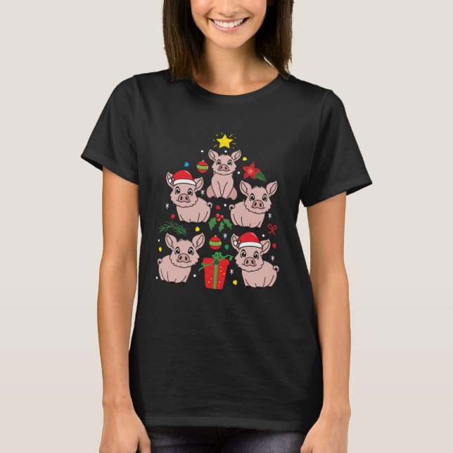 T-shirt Cochon sapin de Noël (Devant)