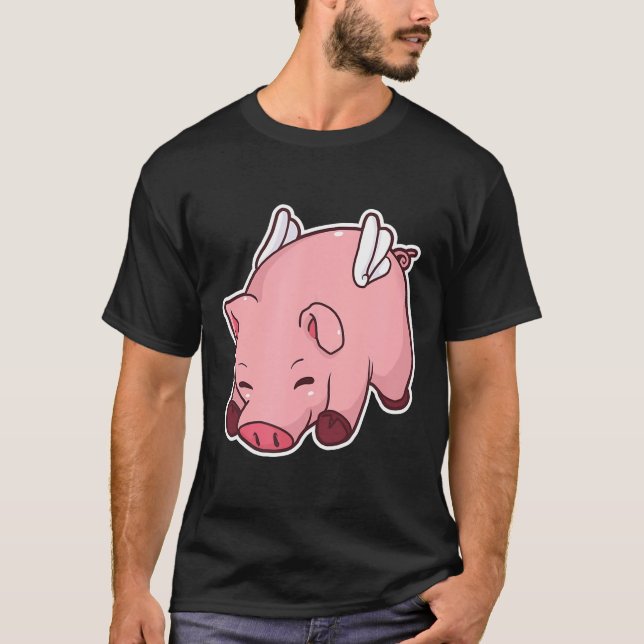 T-shirt Cochon volant Super porc porc ailes cadeau Idée (Devant)