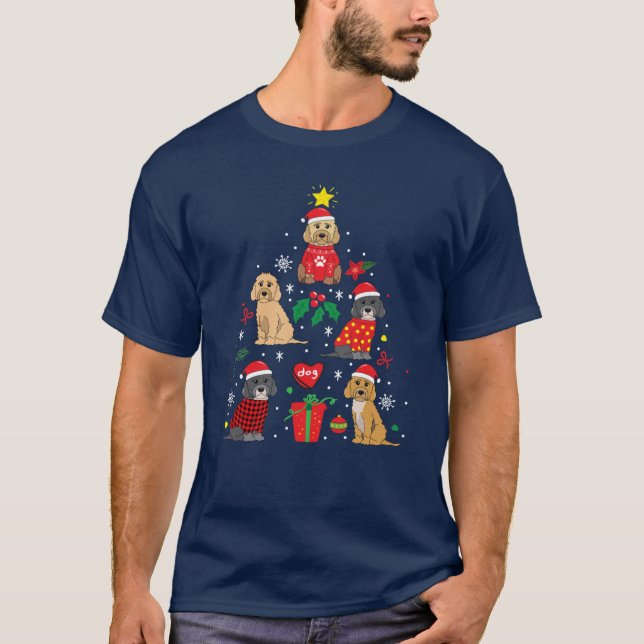 T-shirt Cockapoo Christmas Ornamentree retro (Devant)