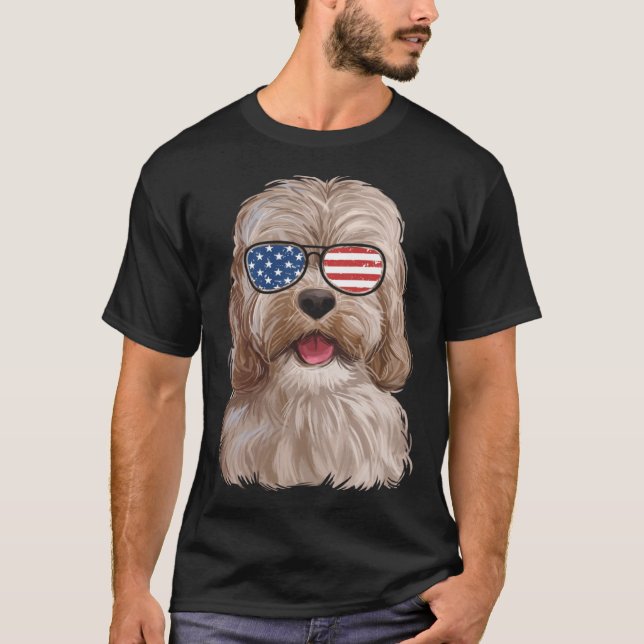 T-shirt Cockapoo Hommes Femmes Enfants Chien Drapeau Améri (Devant)