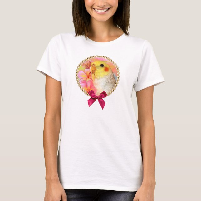T-shirt Cockatiel avec le frangipani (Devant)