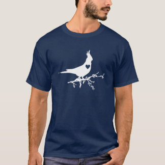 T-shirt Cockatiel Bird Sur Branche Silhouette Coeur garçon