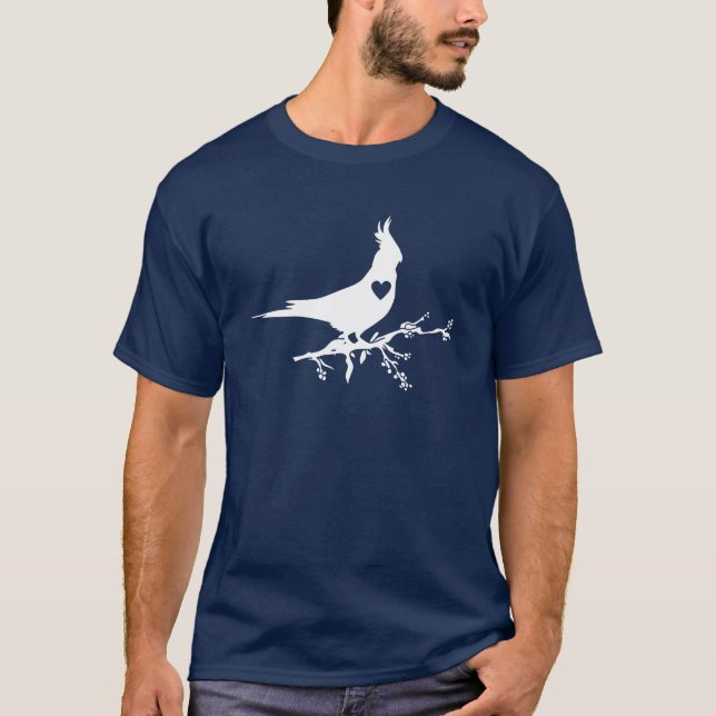 T-shirt Cockatiel Bird Sur Branche Silhouette Coeur garçon (Devant)