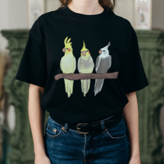 T-shirt Cockatiels Animaux Mignons sur une Perche pour les