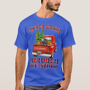 T-shirt Cocker Spaniel À Travers Le Camion De Noël De Neig
