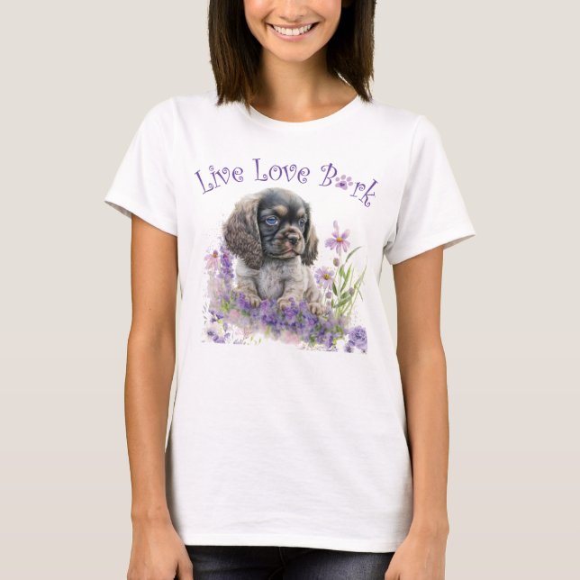 T-shirt Cocker Spaniel Chien Maman Floral (Devant)