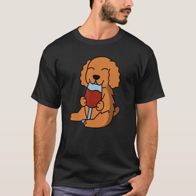 T-shirt Cocker Spaniel Drinking Wine Dog (Devant)