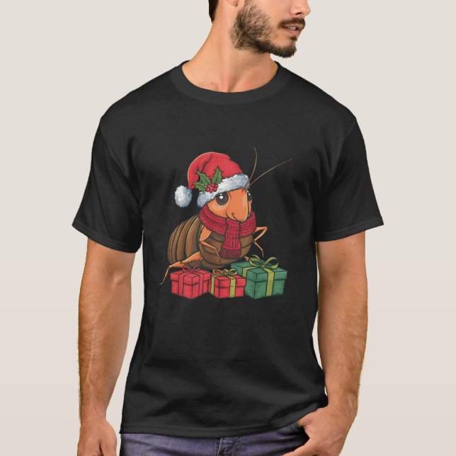 T-shirt Cockroach Noël Éclairage Santa Chapeau Cockroach C (Devant)