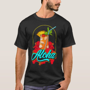 T-shirt Cocktail Aloha Mai Tai d'Hawaii avec Joli Hib