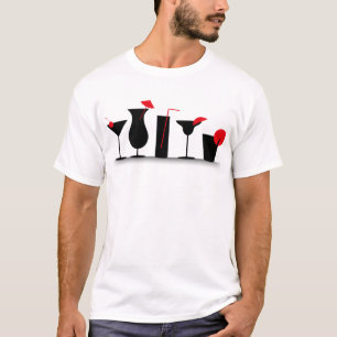 T-shirt Cocktail rouge noir moderne Mixte Boire Tropical