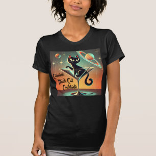 T-shirt Cocktails de chat noir cosmique futuriste atomique