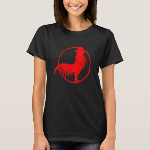 T-shirt Cocky Red Rooster Zodiak Chicken Silhouette