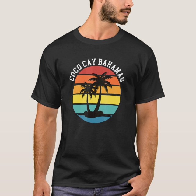 T-shirt Coco Cay Bahamas Sunset Palm Trees Mexique Vacance (Devant)