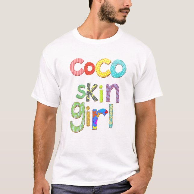 T-shirt Coco Skin Girl African American Mixte Race Noir Q (Devant)