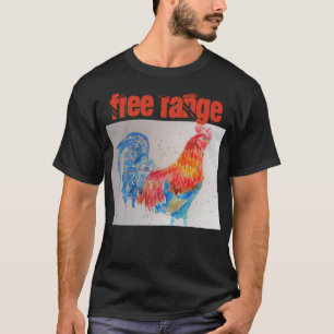 T-shirt Cocotte de coqûre à l'aquarelle de poulet en lib