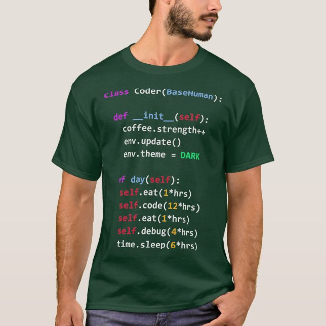 T-shirt Codage amusant Python classe Manger Code Sleep (Devant)