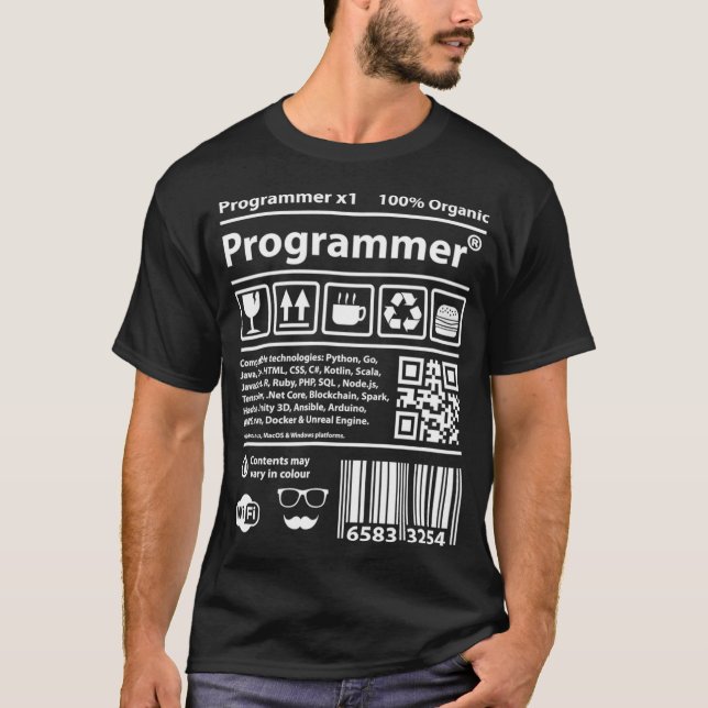 T-shirt Code à barres du programme devops developer scrum  (Devant)