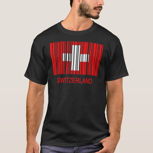 T-shirt Code barre indicateur Suisse (Devant)