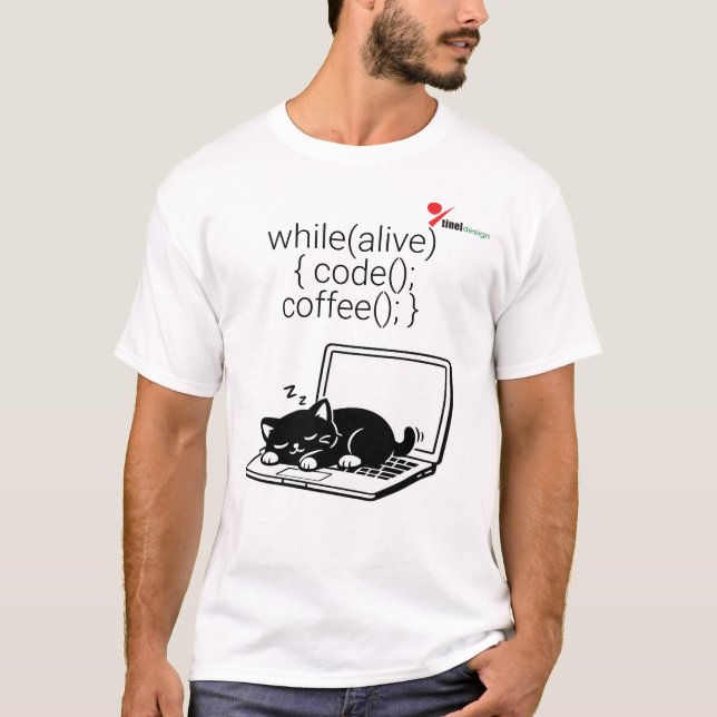 T-shirt Code Café Répéter Chat (Devant)