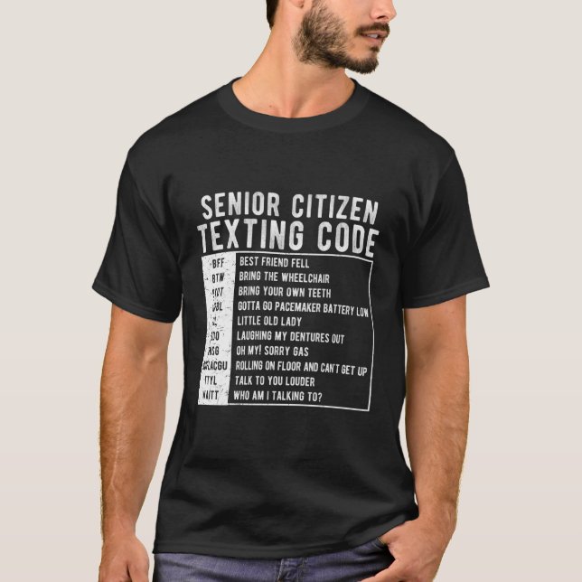T-shirt Code de SMS pour les seniors (Devant)