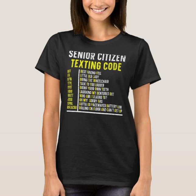 T-shirt Code de SMS pour les seniors Humour grand-mère (Devant)